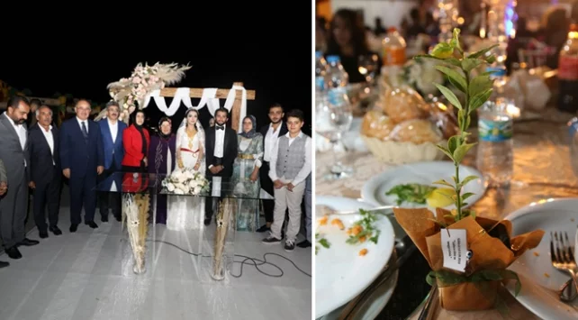 1102263 Nikah şekeri yerine fidan dağıttılar